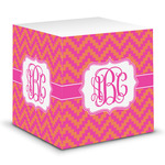 Pink & Orange Chevron Sticky Note Cube (Personalized)