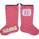Pink & Orange Chevron Holiday Stocking - Double-Sided - Neoprene (Personalized)