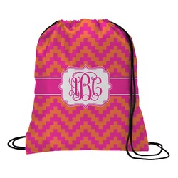 Pink & Orange Chevron Drawstring Backpack - Medium (Personalized)