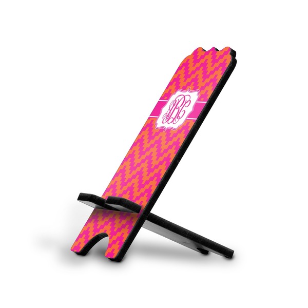 Custom Pink & Orange Chevron Stylized Cell Phone Stand - Large (Personalized)