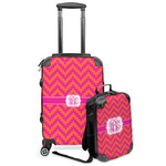 Pink & Orange Chevron Kids 2-Piece Luggage Set - Suitcase & Backpack (Personalized)