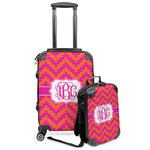 Pink & Orange Chevron Kids 2-Piece Luggage Set - Suitcase & Backpack (Personalized)