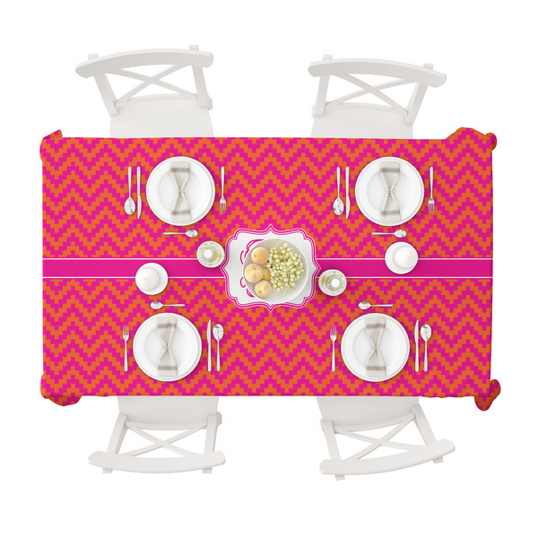 Pink & Orange Chevron Tablecloths (58"x102") - TOP VIEW