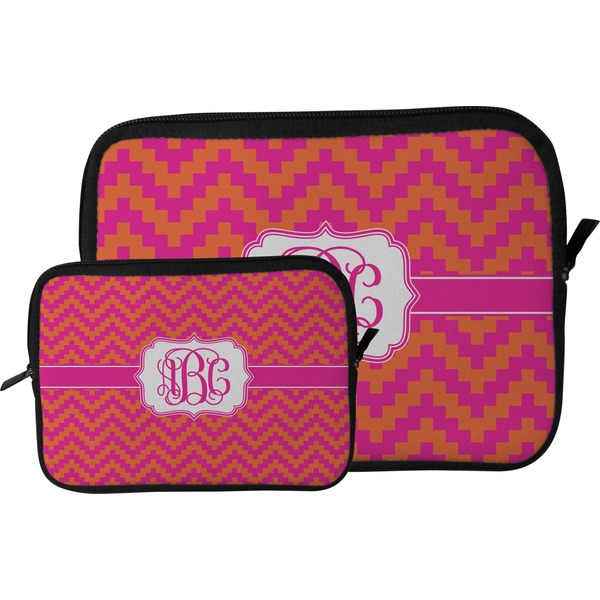 Pink & Orange Chevron Tablet Sleeve (Size Comparison)