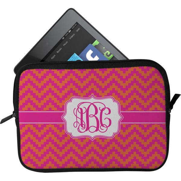Custom Pink & Orange Chevron Tablet Case / Sleeve - Small (Personalized)