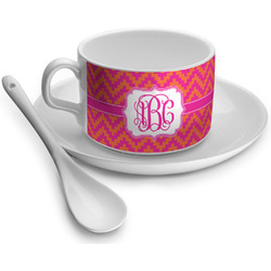 Pink & Orange Chevron Tea Cup (Personalized)