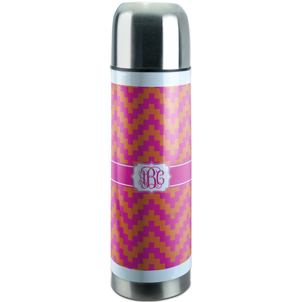 Custom Pink & Orange Chevron Stainless Steel Thermos (Personalized)