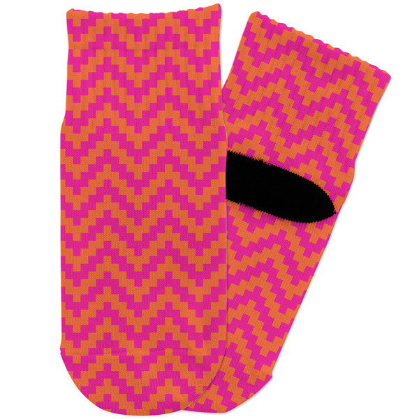 Custom Pink & Orange Chevron Toddler Ankle Socks
