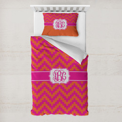 Pink & Orange Chevron Toddler Bedding Set - With Pillowcase (Personalized)