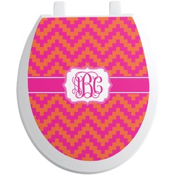 Pink & Orange Chevron Toilet Seat Decal (Personalized)