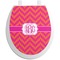 Pink & Orange Chevron Toilet Seat Decal - Round (Personalized)