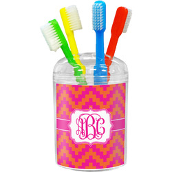 Pink & Orange Chevron Toothbrush Holder (Personalized)
