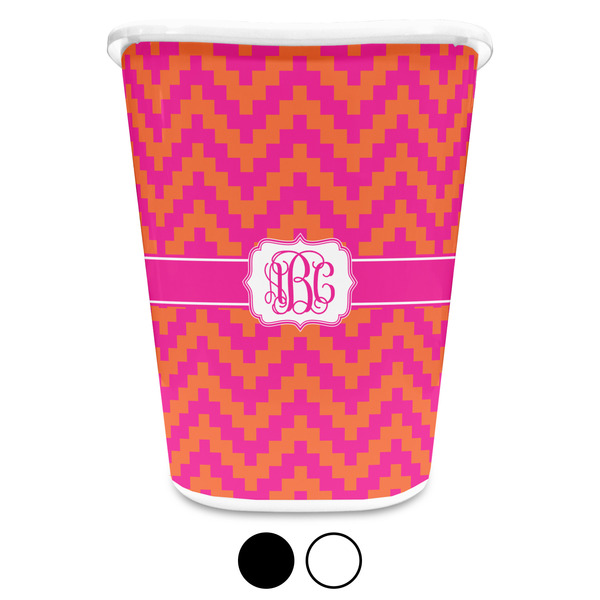 Pink & Orange Chevron Custom Waste Basket