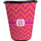 Pink & Orange Chevron Waste Basket - Single Sided (Black) (Personalized)