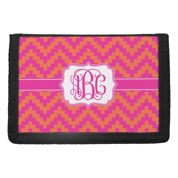 Custom Pink & Orange Chevron Trifold Wallet (Personalized)