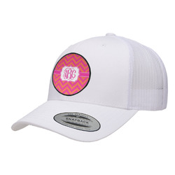 Pink & Orange Chevron Trucker Hat - White (Personalized)