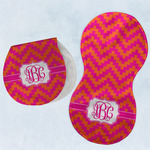 Pink & Orange Chevron Burp Pads - Velour - Set of 2 w/ Monogram