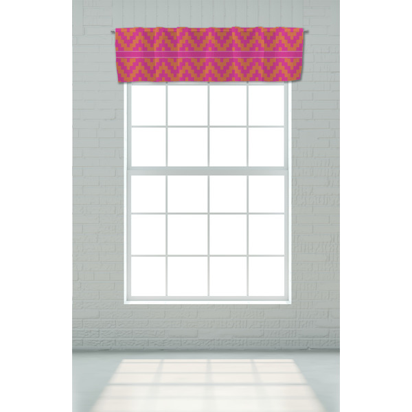 Pink & Orange Chevron Valance - On window
