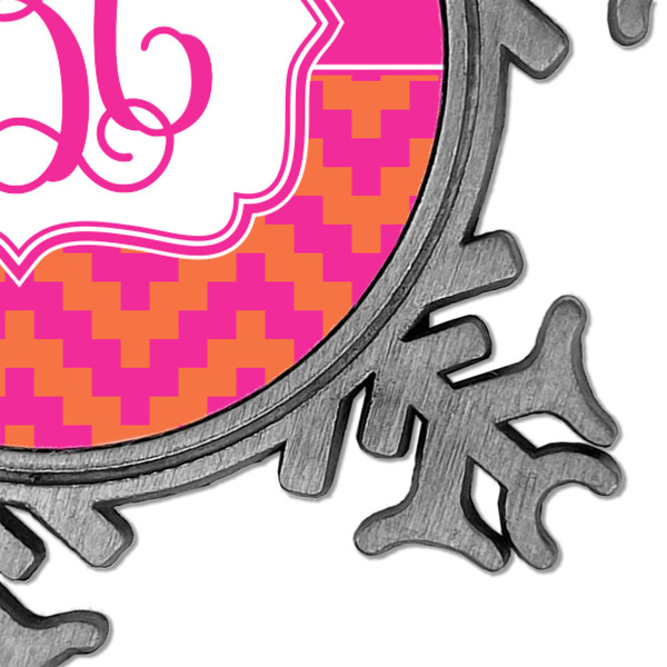 Pink & Orange Chevron Vintage Snowflake - Detail