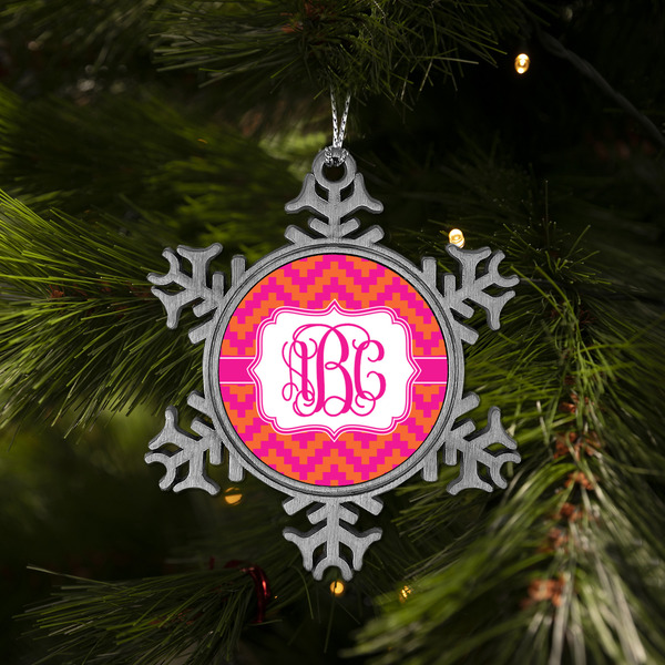 Pink & Orange Chevron Vintage Snowflake - (LIFESTYLE)