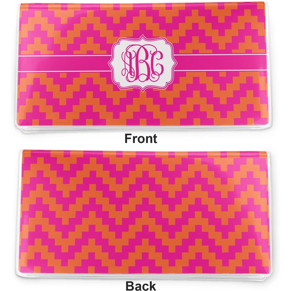 Pink & Orange Chevron Vinyl Check Book Cover - Front and Back
