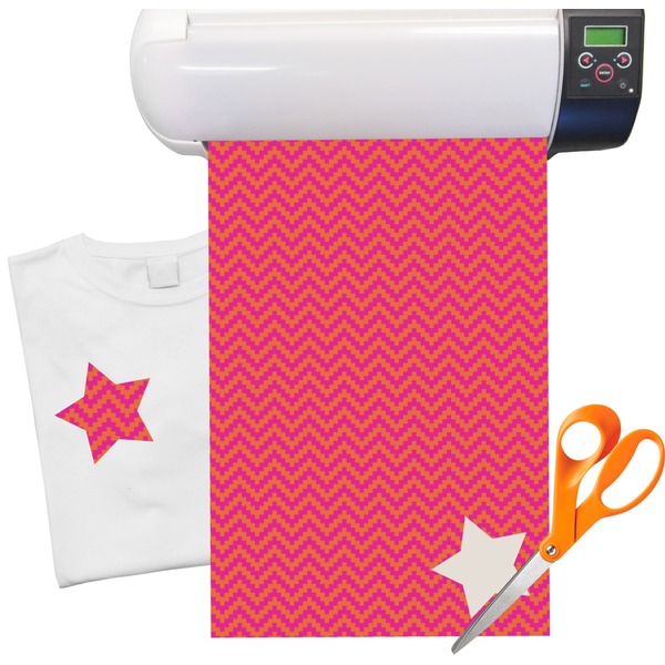 Custom Pink & Orange Chevron Heat Transfer Vinyl Sheet (12"x18")