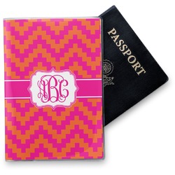 Pink & Orange Chevron Vinyl Passport Holder (Personalized)