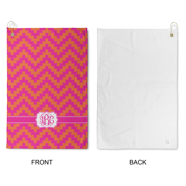 Pink & Orange Chevron Waffle Weave Golf Towel - Approval