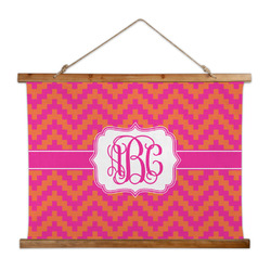 Pink & Orange Chevron Wall Hanging Tapestry - Wide (Personalized)
