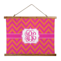 Pink & Orange Chevron Wall Hanging Tapestry - Wide (Personalized)