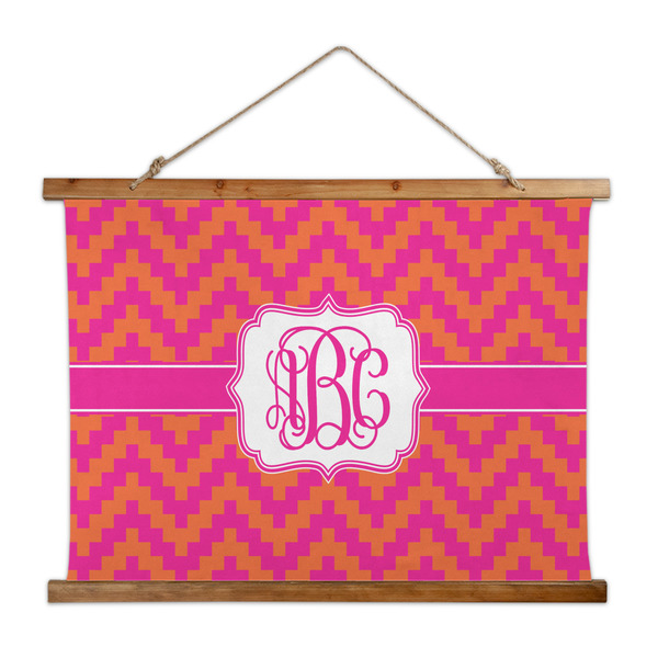 Custom Pink & Orange Chevron Wall Hanging Tapestry - Wide (Personalized)