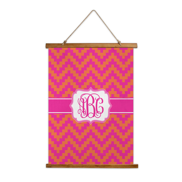 Custom Pink & Orange Chevron Wall Hanging Tapestry (Personalized)