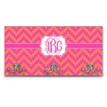 Pink & Orange Chevron Wall Mounted Coat Rack (Personalized)