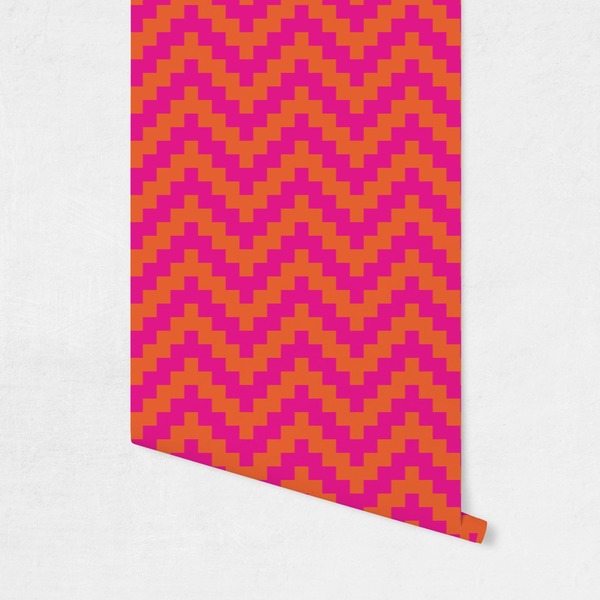 Pink & Orange Chevron Wallpaper on Wall