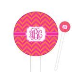 Pink & Orange Chevron Round Plastic Food Picks (Personalized)