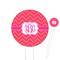 Pink & Orange Chevron Round Plastic Food Picks (Personalized)