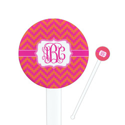 Pink & Orange Chevron Round Plastic Stir Sticks (Personalized)