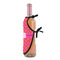 Pink & Orange Chevron Wine Bottle Apron - DETAIL WITH CLIP ON NECK