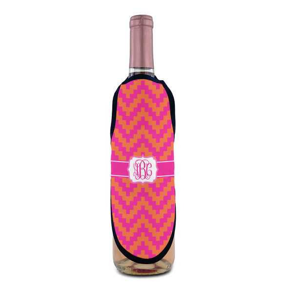 Pink & Orange Chevron Wine Bottle Apron - IN CONTEXT