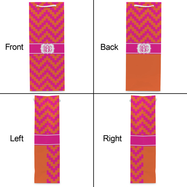 Pink & Orange Chevron Wine Gift Bag - Gloss - Approval