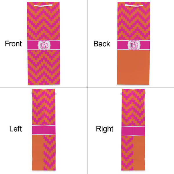 Pink & Orange Chevron Wine Gift Bag - Matte - Approval