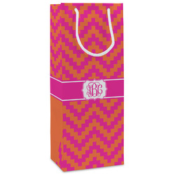 Pink & Orange Chevron Wine Gift Bags - Matte (Personalized)