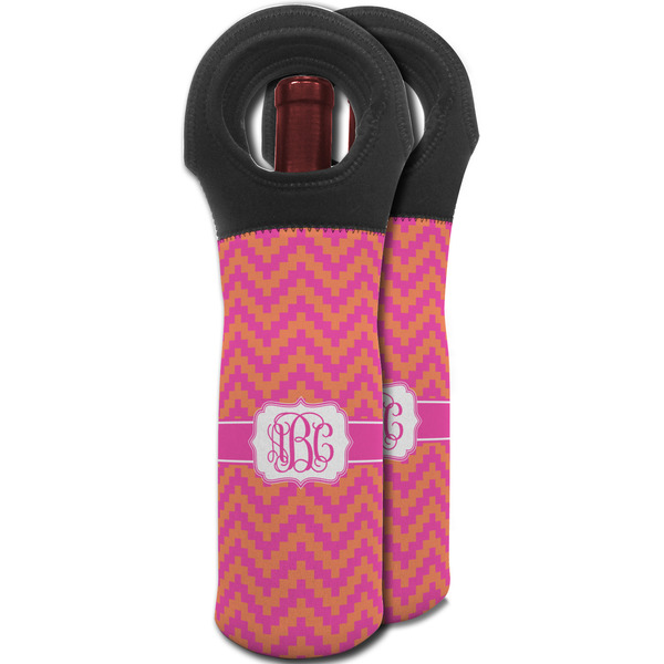 Pink & Orange Chevron Wine Tote Bag - MAIN