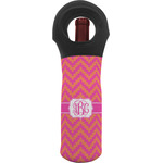 Pink & Orange Chevron Wine Tote Bag (Personalized)
