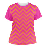Pink & Orange Chevron Women's Crew T-Shirt - Medium