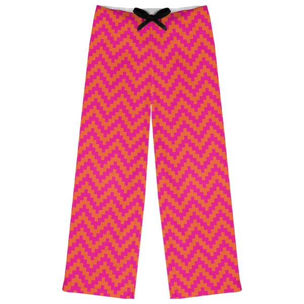 Custom Pink & Orange Chevron Womens Pajama Pants - S