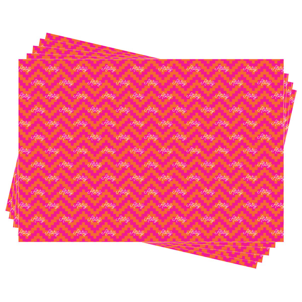 Pink & Orange Chevron Wrapping Paper - Front & Back - Sheets Approval