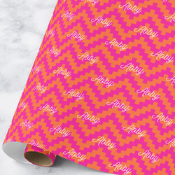 Pink & Orange Chevron Wrapping Paper Roll - Large (Personalized)
