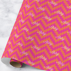 Pink & Orange Chevron Wrapping Paper Roll - Large - Matte (Personalized)