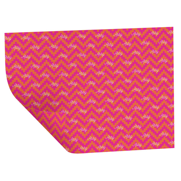 Custom Pink & Orange Chevron Wrapping Paper Sheets - Double-Sided - 20" x 28" (Personalized)